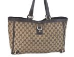 Authentic GUCCI Vintage Shoulder Tote Bag GG Canvas Leather 141472 Brown L0656 For Discount