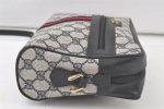 Authentic GUCCI Sherry Line Shoulder Cross Bag GG PVC Leather Navy Junk 6543K For Sale