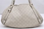 Authentic GUCCI Guccissima Abbey Shoulder Tote Bag GG Leather 130736 White 6528K Sale