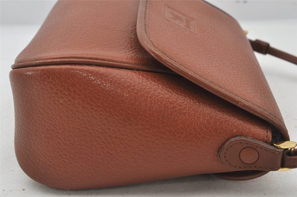 Authentic Burberrys Leather Shoulder Cross Body Bag Purse Brown Box 5611K For Sale