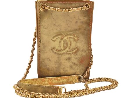 Authentic CHANEL CC Logo Chain Shoulder Cross Bag Pouch Purse Enamel Gold 5858K Online Sale