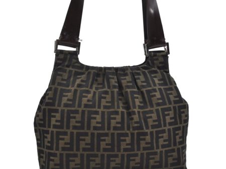 Authentic FENDI Zucca Vintage Shoulder Hand Bag Purse Nylon Leather Brown 2771J on Sale