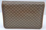 Authentic CELINE Macadam Blason Pattern Clutch Hand Bag PVC Leather Brown L0658 Sale