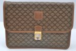 Authentic CELINE Macadam Blason Pattern Clutch Hand Bag PVC Leather Brown L0658 Sale