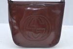 Authentic GUCCI Enamel Hand Bag Brown Junk L0659 Fashion