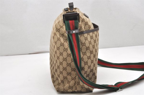 Auth GUCCI Web Sherry Line Shoulder Bag GG Canvas Leather 189751 Brown 6529K Online Sale