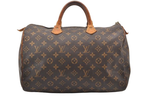 Authentic Louis Vuitton Monogram Speedy 35 Hand Boston Bag M41524 LV Junk 6527K Fashion