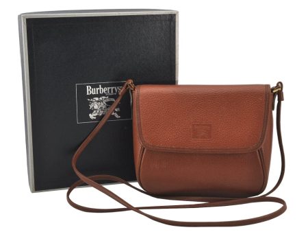 Authentic Burberrys Leather Shoulder Cross Body Bag Purse Brown Box 5611K For Sale