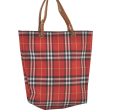 Authentic BURBERRY Vintage Check Tote Hand Bag Purse Nylon Leather Red 6522K Discount