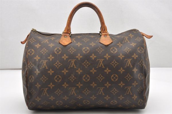 Authentic Louis Vuitton Monogram Speedy 35 Hand Boston Bag M41524 LV Junk 6527K Fashion