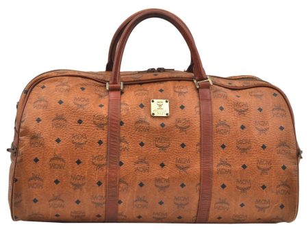 Authentic MCM Visetos Leather Vintage Boston Bag Brown L0655 Supply