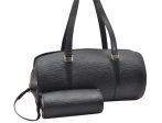 Authentic Louis Vuitton Epi Soufflot Black Hand Bag M52222 LV 6525K For Sale