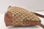 Auth GUCCI Web Sherry Line Shoulder Bag GG Canvas Leather 337598 Brown 6513K Online Hot Sale