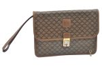 Authentic CELINE Macadam Blason Pattern Clutch Hand Bag PVC Leather Brown L0658 Sale