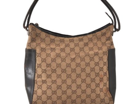 Authentic GUCCI Vintage Shoulder Hand Bag GG Canvas Leather 0013766 Brown 6531K Discount