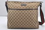 Auth GUCCI Web Sherry Line Shoulder Bag GG Canvas Leather 189751 Brown 6529K Online Sale