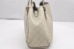 Authentic GUCCI Guccissima Abbey Shoulder Tote Bag GG Leather 130736 White 6528K Sale