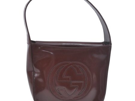 Authentic GUCCI Enamel Hand Bag Brown Junk L0659 Fashion