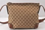 Auth GUCCI Web Sherry Line Shoulder Bag GG Canvas Leather 337598 Brown 6513K Online Hot Sale