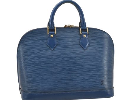 Authentic Louis Vuitton Epi Alma PM Hand Bag Blue M52145 LV 5808K For Cheap