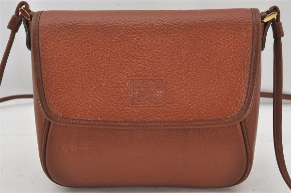 Authentic Burberrys Leather Shoulder Cross Body Bag Purse Brown Box 5611K For Sale