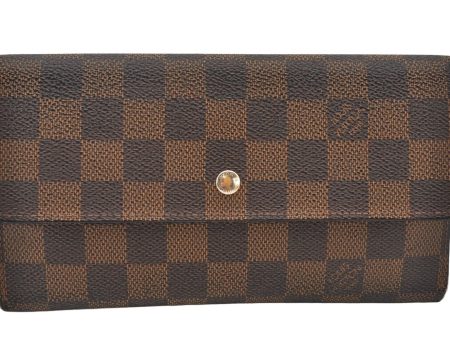 Authentic Louis Vuitton Damier Portefeuille International Wallet N61217 LV 6526K Sale