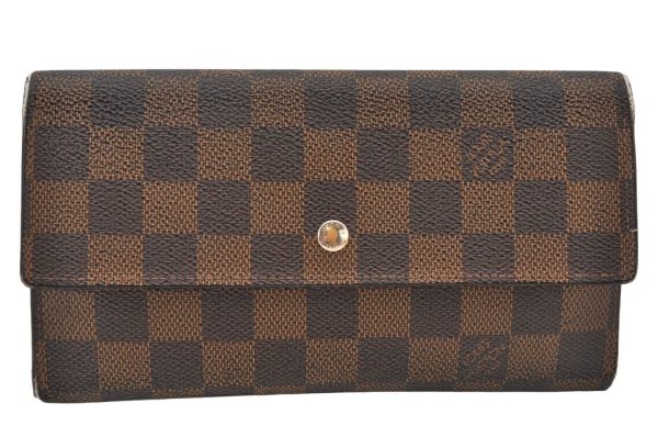 Authentic Louis Vuitton Damier Portefeuille International Wallet N61217 LV 6526K Sale