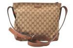 Auth GUCCI Web Sherry Line Shoulder Bag GG Canvas Leather 337598 Brown 6513K Online Hot Sale