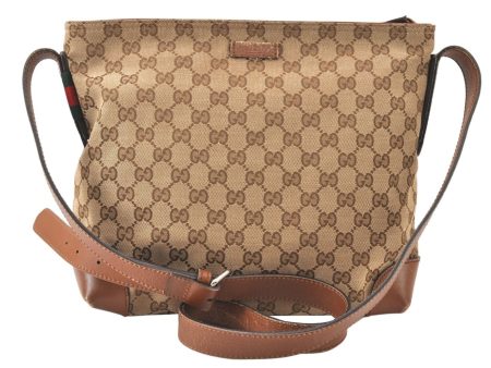 Auth GUCCI Web Sherry Line Shoulder Bag GG Canvas Leather 337598 Brown 6513K Online Hot Sale