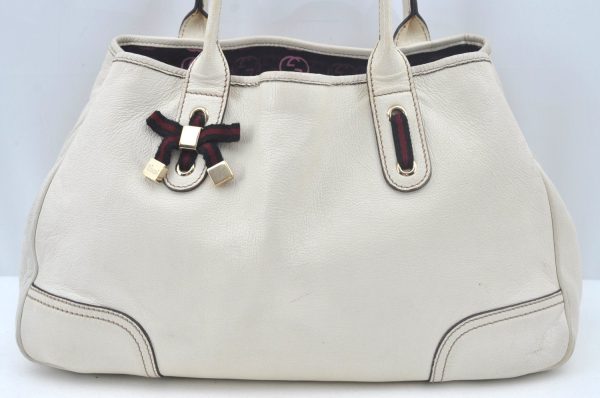 Authentic GUCCI Princy Leather Shoulder Tote Bag 163805 White L0647 Online now