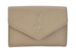 Authentic YVES SAINT LAURENT Vintage Clutch Hand Bag Purse Leather Beige 2749K For Discount