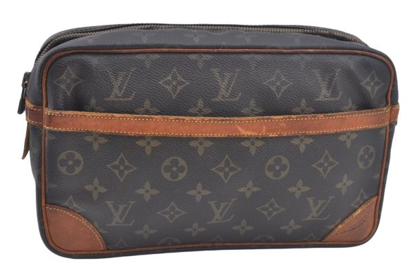 Authentic Louis Vuitton Monogram Compiegne 28 Clutch Hand Bag M51845 Junk L0597 Online