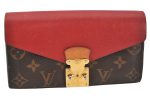 Authentic Louis Vuitton Monogram Portefeuille Pallas Wallet Red M58414 LV 6450K Discount