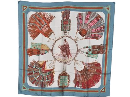 Authentic HERMES Carre 90 Scarf  CUIRS DU DESERT  Silk Blue Gray 7377K on Sale