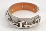 Authentic HERMES Legato GP Chaine d Ancre Leather Bangle Bracelet Gray 2793K Online Sale