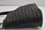 Authentic FENDI Zucchino Shoulder Cross Body Bag Canvas Leather Black 1834K on Sale