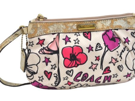 Authentic COACH POPPYHand Pouch Purse Nylon Leather Beige L0828 Sale