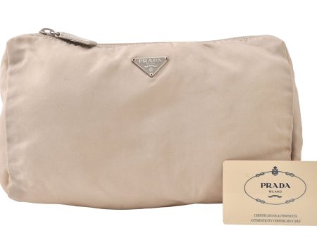 Authentic PRADA Vintage VELA Nylon Tessuto Leather Pouch Purse MV12 White 5183K Online Hot Sale