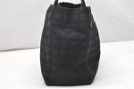 Authentic CHANEL New Travel Line Shoulder Tote Bag Nylon Leather Black 7584K Hot on Sale