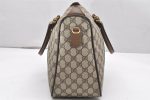 Authentic GUCCI Web Sherry Line 2Way Tote Bag GG PVC Leather Brown 6480K Sale