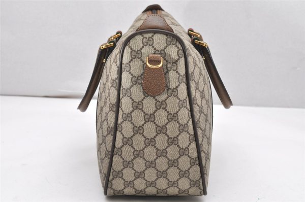 Authentic GUCCI Web Sherry Line 2Way Tote Bag GG PVC Leather Brown 6480K Sale