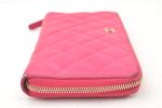 Authentic CHANEL Vintage Lamb Skin Matelasse Long Wallet Purse Pink CC 6469K Online Hot Sale