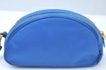 Authentic PRADA Vintage Nylon Leather Pouch Purse Blue L0099 Sale