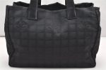 Authentic CHANEL New Travel Line Shoulder Tote Bag Nylon Leather Black 7584K Hot on Sale