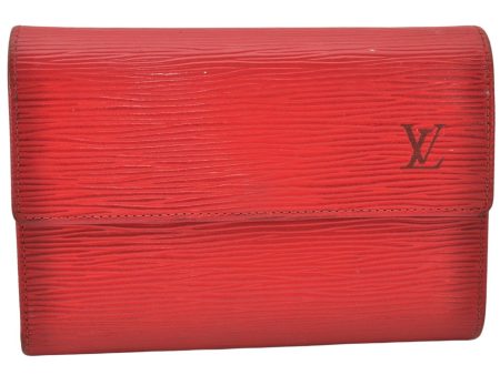 Authentic Louis Vuitton Epi Porte Tresor Etui Papier Wallet Red M63717 LV 4808K Online