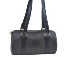 Authentic CELINE Macadam Blason Shoulder Bag Purse PVC Leather Black L0380 Fashion