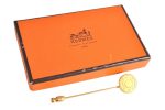 Authe HERMES Sellier Bijouterie Fantaisie Pin Brooch Accessory Gold Box 3165K Online