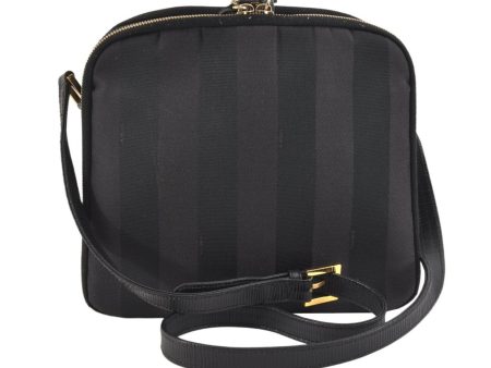 Authentic FENDI Pequin Shoulder Cross Body Bag Purse Canvas Leather Black 2533K Online