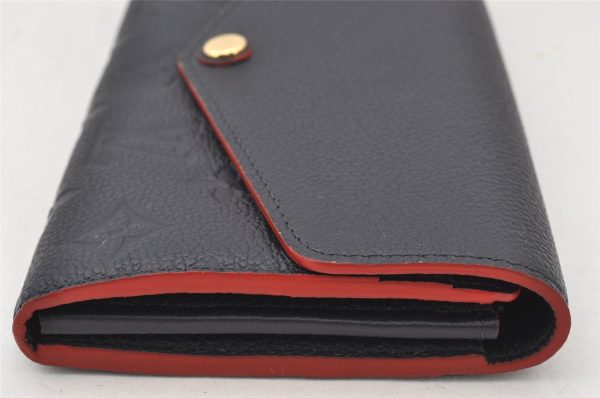 Authentic Louis Vuitton Monogram Empreinte Portefeuille Sarah Wallet Navy 6434K Supply