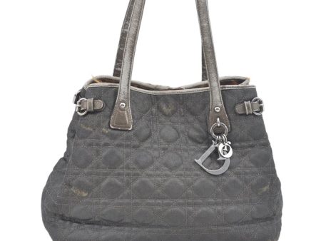 Authentic Christian Dior Cannage PVC Shoulder Tote Bag Gray Leather CD L0645 For Discount